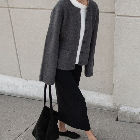 Rare Almada Label 100% Cashmere Coco Dark Grey cardigan size XS - Picture 9 of 9